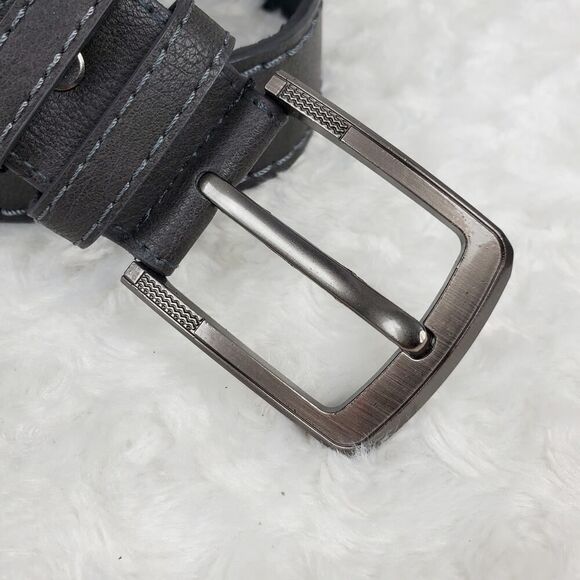 Leather Dress Belt Gray Black Size 50 - Picture 7 of 9